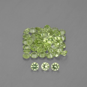 1.48캐럿 천연 미디엄 그린 페리도트 보석, 라운드 컷, 2.02 mm, VVS-VS