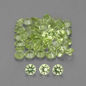 1.48캐럿 천연 미디엄 그린 페리도트 보석, 라운드 컷, 2.02 mm, VVS-VS