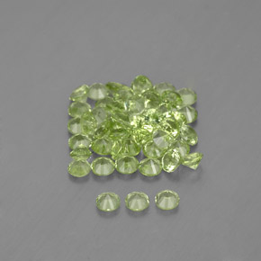 1.48캐럿 천연 미디엄 그린 페리도트 보석, 라운드 컷, 2.02 mm, VVS-VS