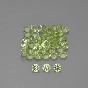 캐럿 천연 생기 있는 그린 페리도트 보석, 라운드 컷, 2.01 mm, VVS-VS
