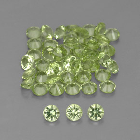 캐럿 천연 생기 있는 그린 페리도트 보석, 라운드 컷, 2.01 mm, VVS-VS