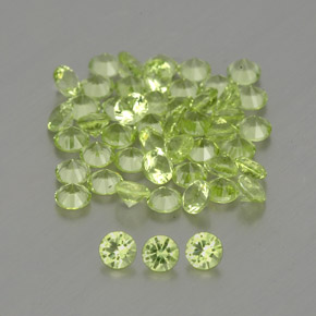 캐럿 천연 생기 있는 그린 페리도트 보석, 라운드 컷, 2.01 mm, VVS-VS