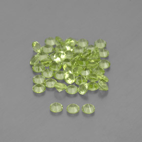 캐럿 천연 생기 있는 그린 페리도트 보석, 라운드 컷, 2.01 mm, VVS-VS