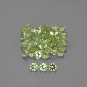 캐럿 천연 생기 있는 그린 페리도트 보석, 라운드 컷, 2.02 mm, VVS-VS