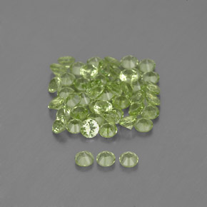 캐럿 천연 생기 있는 그린 페리도트 보석, 라운드 컷, 2.02 mm, VVS-VS