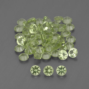 캐럿 천연 생기 있는 그린 페리도트 보석, 라운드 컷, 2.02 mm, VVS-VS