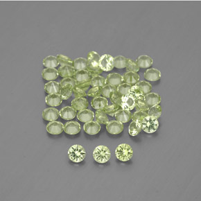 캐럿 천연 생기 있는 그린 페리도트 보석, 라운드 컷, 2.00 mm, VVS-VS
