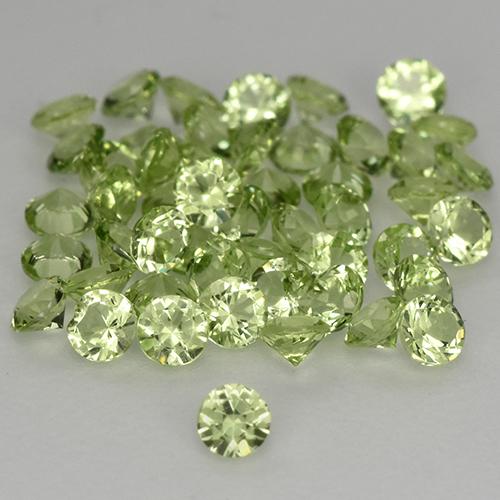 1.47캐럿 천연 생기 있는 그린 페리도트 보석, 라운드 컷, 2.01 mm, VVS-VS