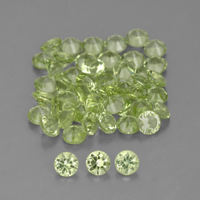 1.47캐럿 천연 노란빛 그린 페리도트 보석, 라운드 컷, 2.00 mm, VVS-VS