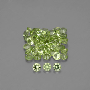 캐럿 천연 생기 있는 그린 페리도트 보석, 라운드 컷, 2.00 mm, VVS-VS