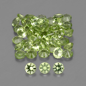 캐럿 천연 생기 있는 그린 페리도트 보석, 라운드 컷, 2.00 mm, VVS-VS