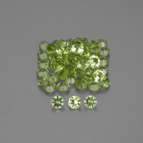 캐럿 천연 생기 있는 그린 페리도트 보석, 라운드 컷, 2.00 mm, VVS-VS