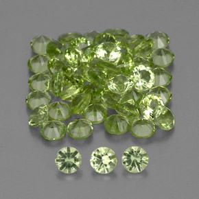 캐럿 천연 생기 있는 그린 페리도트 보석, 라운드 컷, 2.00 mm, VVS-VS