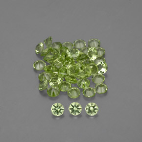 캐럿 천연 생기 있는 그린 페리도트 보석, 라운드 컷, 2.01 mm, VVS-VS