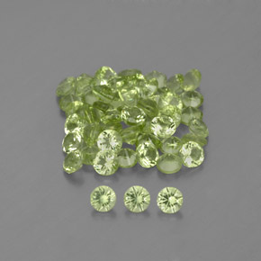 캐럿 천연 생기 있는 그린 페리도트 보석, 라운드 컷, 2.00 mm, VVS-VS