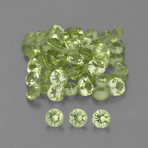 캐럿 천연 생기 있는 그린 페리도트 보석, 라운드 컷, 2.00 mm, VVS-VS