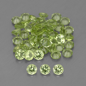 캐럿 천연 생기 있는 그린 페리도트 보석, 라운드 컷, 2.00 mm, VVS-VS
