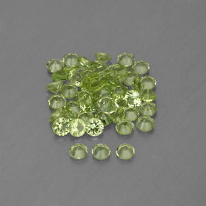 캐럿 천연 생기 있는 그린 페리도트 보석, 라운드 컷, 2.00 mm, VVS-VS