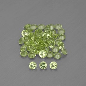 캐럿 천연 생기 있는 그린 페리도트 보석, 라운드 컷, 2.02 mm, VVS-VS