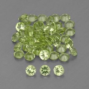 캐럿 천연 생기 있는 그린 페리도트 보석, 라운드 컷, 2.02 mm, VVS-VS