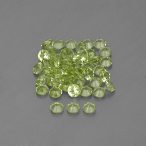 캐럿 천연 생기 있는 그린 페리도트 보석, 라운드 컷, 2.02 mm, VVS-VS