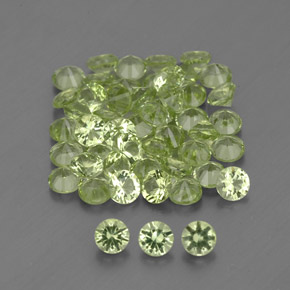 캐럿 천연 생기 있는 그린 페리도트 보석, 라운드 컷, 2.00 mm, VVS-VS
