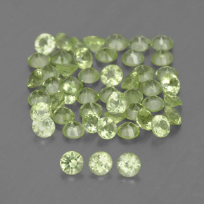캐럿 천연 생기 있는 그린 페리도트 보석, 라운드 컷, 2.00 mm, VVS-VS