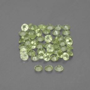 캐럿 천연 생기 있는 그린 페리도트 보석, 라운드 컷, 2.00 mm, VVS-VS