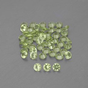 캐럿 천연 생기 있는 그린 페리도트 보석, 라운드 컷, 2.01 mm, VVS-VS