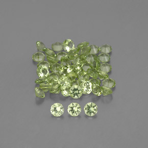 캐럿 천연 생기 있는 그린 페리도트 보석, 라운드 컷, 2.00 mm, VVS-VS