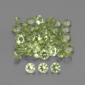 캐럿 천연 생기 있는 그린 페리도트 보석, 라운드 컷, 2.00 mm, VVS-VS