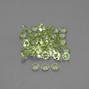 캐럿 천연 생기 있는 그린 페리도트 보석, 라운드 컷, 2.00 mm, VVS-VS