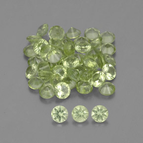 캐럿 천연 생기 있는 그린 페리도트 보석, 라운드 컷, 2.01 mm, VVS-VS