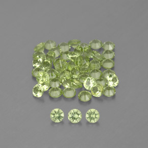 캐럿 천연 생기 있는 그린 페리도트 보석, 라운드 컷, 2.02 mm, VVS-VS