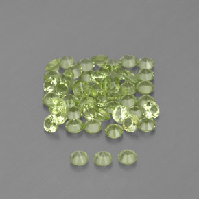 캐럿 천연 생기 있는 그린 페리도트 보석, 라운드 컷, 2.02 mm, VVS-VS