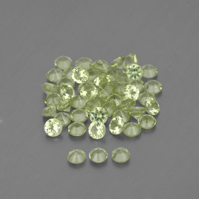 캐럿 천연 생기 있는 그린 페리도트 보석, 라운드 컷, 2.02 mm, VVS-VS