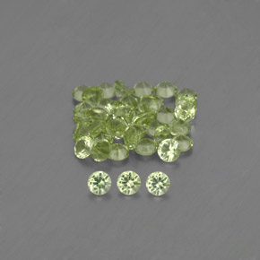 1.50캐럿 천연 따뜻한 녹색 페리도트 보석, 라운드 컷, 1.99 mm, VVS-VS