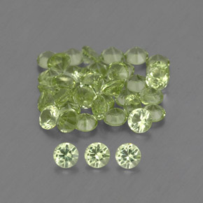 1.50캐럿 천연 따뜻한 녹색 페리도트 보석, 라운드 컷, 1.99 mm, VVS-VS