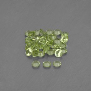 1.50캐럿 천연 따뜻한 녹색 페리도트 보석, 라운드 컷, 1.99 mm, VVS-VS