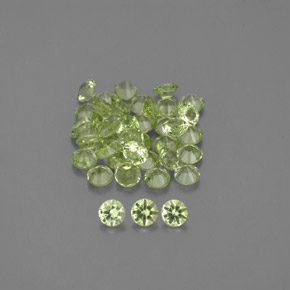 캐럿 천연 생기 있는 그린 페리도트 보석, 라운드 컷, 2.01 mm, VVS-VS