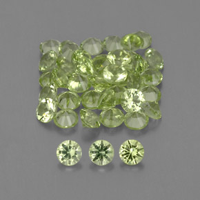 캐럿 천연 생기 있는 그린 페리도트 보석, 라운드 컷, 2.01 mm, VVS-VS