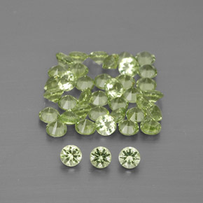 캐럿 천연 생기 있는 그린 페리도트 보석, 라운드 컷, 1.96 mm, VVS-VS
