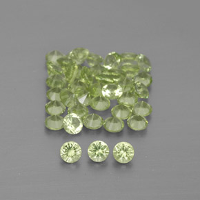 캐럿 천연 생기 있는 그린 페리도트 보석, 라운드 컷, 2.01 mm, VVS-VS