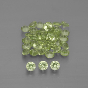 캐럿 천연 생기 있는 그린 페리도트 보석, 라운드 컷, 2.01 mm, VVS-VS