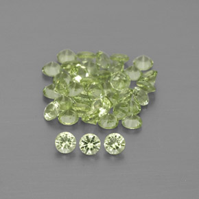캐럿 천연 생기 있는 그린 페리도트 보석, 라운드 컷, 1.97 mm, VVS-VS