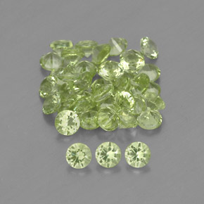 캐럿 천연 생기 있는 그린 페리도트 보석, 라운드 컷, 1.98 mm, VVS-VS