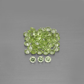 캐럿 천연 생기 있는 그린 페리도트 보석, 라운드 컷, 2.00 mm, VVS-VS