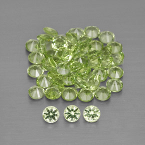 캐럿 천연 생기 있는 그린 페리도트 보석, 라운드 컷, 2.00 mm, VVS-VS