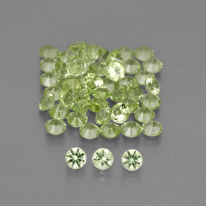1.48캐럿 천연 생기 있는 그린 페리도트 보석, 라운드 컷, 1.99 mm, VVS-VS