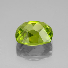 3.26캐럿 천연 생기 있는 그린 페리도트, 쿠션 컷, 9.9×8 mm, VS-SI